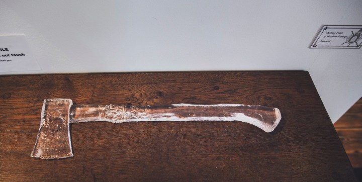 HULL FISHING HERITAGE ART EXHIBITION ST. JOHNS BAPTIST CHURCH GLASS AXE