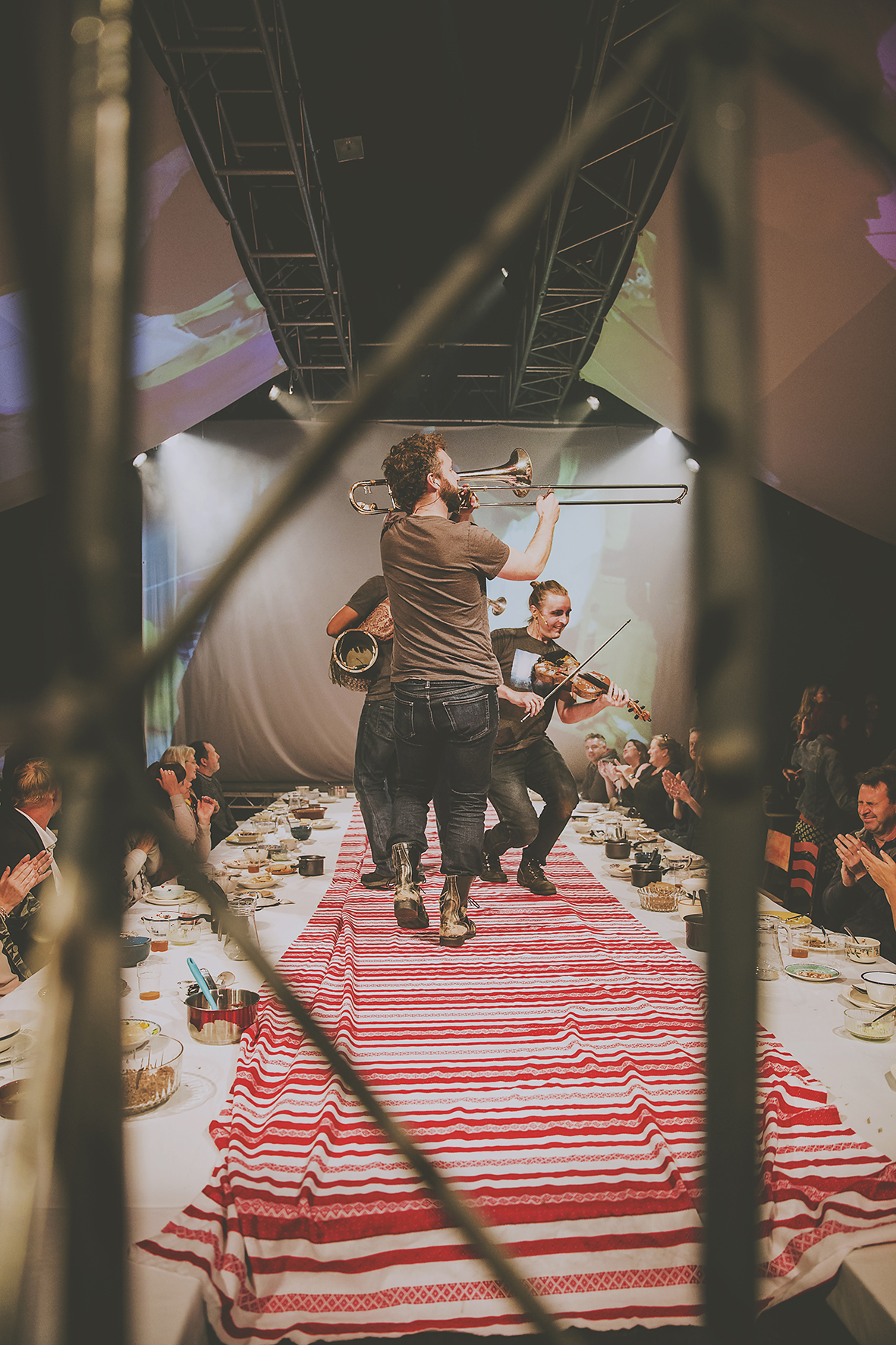 PLAYING INSTRUMENTS ON TABLE COUNTING SHEEP REVOLUTION A GUERRILLA FOLK OPERA FREEDOM FESTIVAL 2017