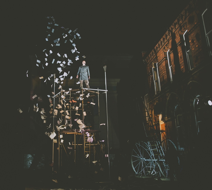 MAN STANDING ON SCAFFOLDING 451 PERIPLUM AND CORN EXCHANGE FREEDOM FESTIVAL 2017